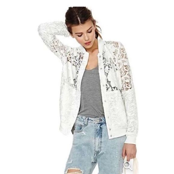 Chalk the Label Womens Jacket  Size 4 White Lace Floral‎ Fairy - Picture 1 of 12